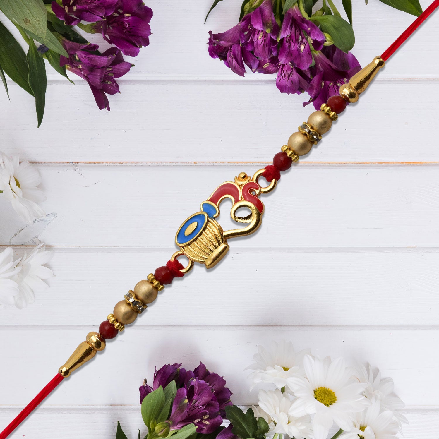 Matki Design Rakhi With Enamel Work  Beads Matki Design Rakhi With Enamel Work  Beads